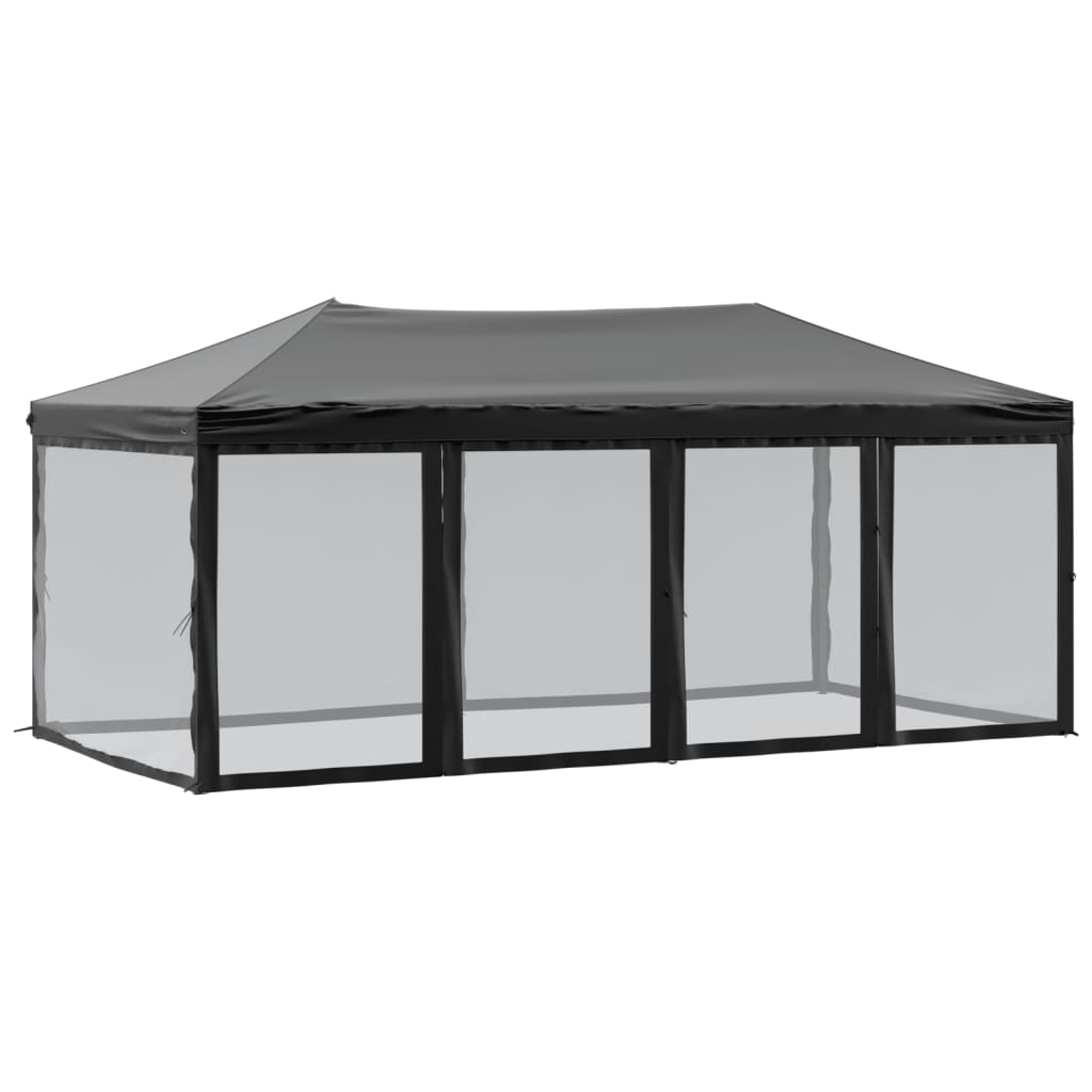 vidaXL Carpa para fiestas plegable con paredes laterales negra 3x6 m