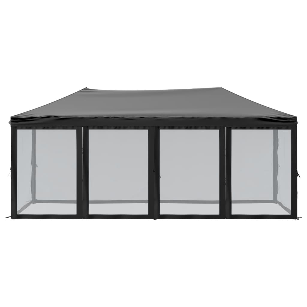 vidaXL Carpa para fiestas plegable con paredes laterales negra 3x6 m