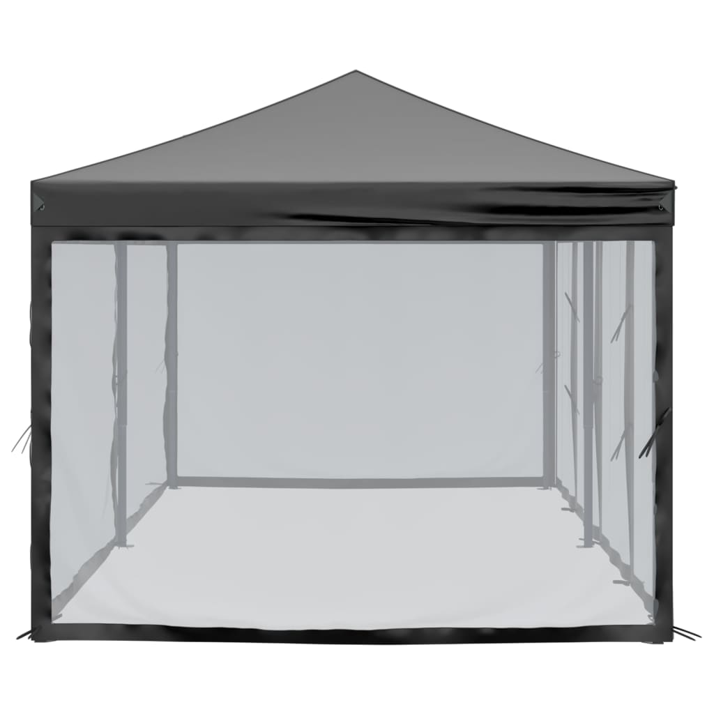 vidaXL Carpa para fiestas plegable con paredes laterales negra 3x6 m