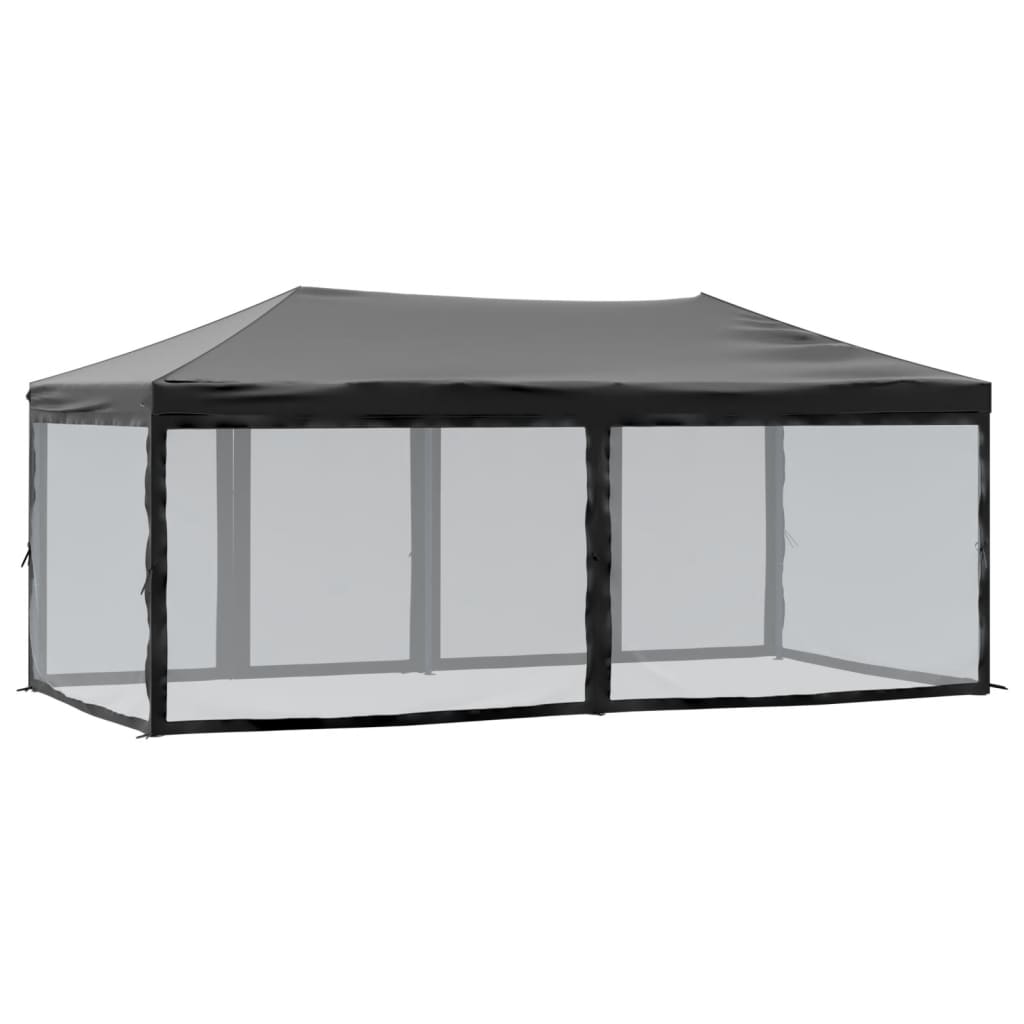 vidaXL Carpa para fiestas plegable con paredes laterales negra 3x6 m