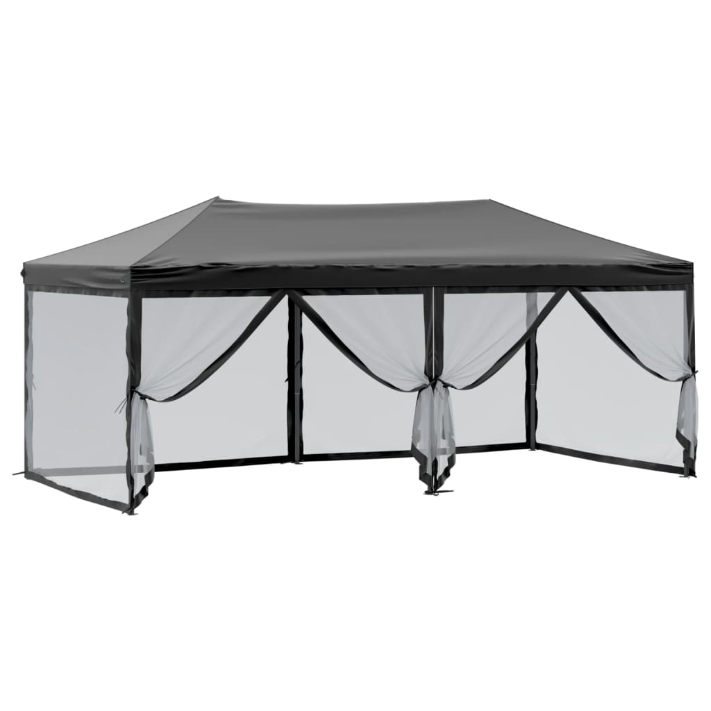 vidaXL Carpa para fiestas plegable con paredes laterales negra 3x6 m