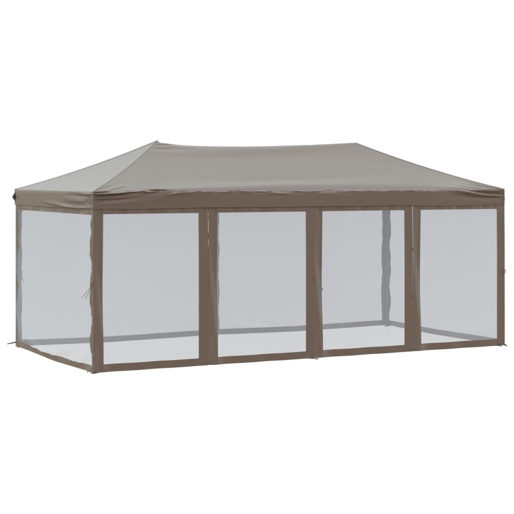 vidaXL Carpa para fiestas plegable con paredes gris taupé 3x6 m