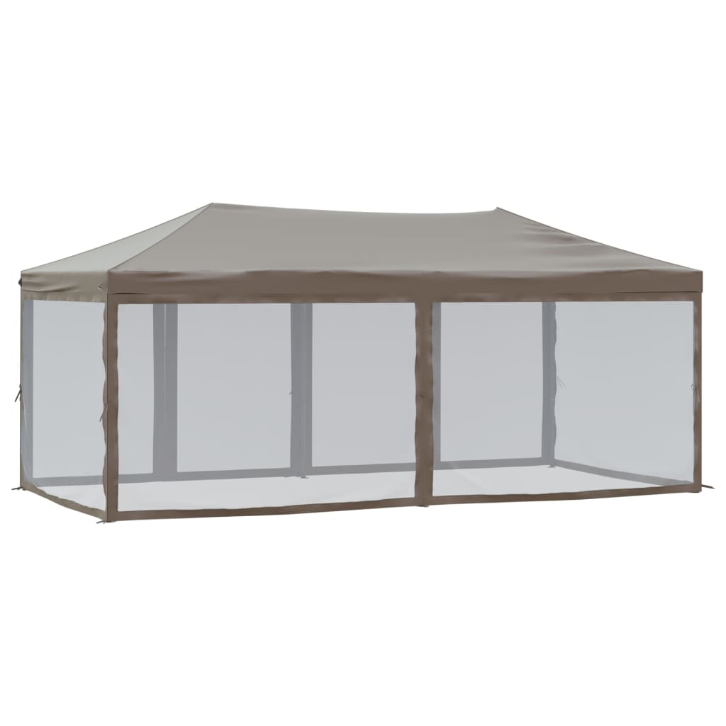 vidaXL Carpa para fiestas plegable con paredes gris taupé 3x6 m