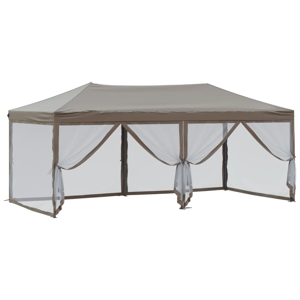 vidaXL Carpa para fiestas plegable con paredes gris taupé 3x6 m