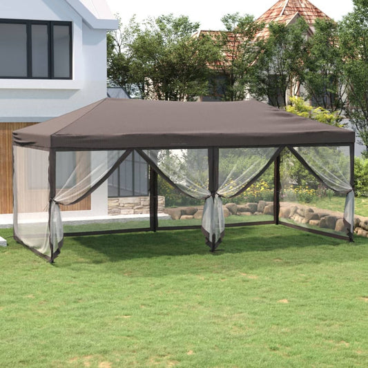 vidaXL Carpa para fiestas plegable con paredes gris taupé 3x6 m