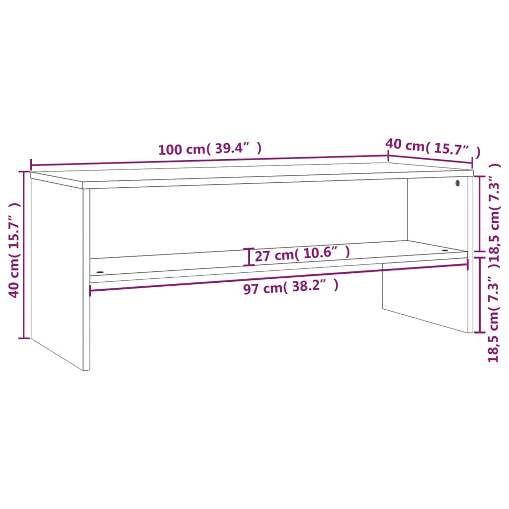 vidaXL Mueble de TV madera contrachapada gris Sonoma 100x40x40 cm