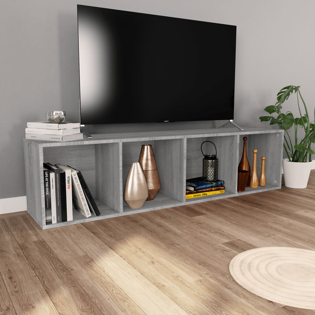 vidaXL Estantería/mueble de TV contrachapada gris Sonoma 36x30x143 cm