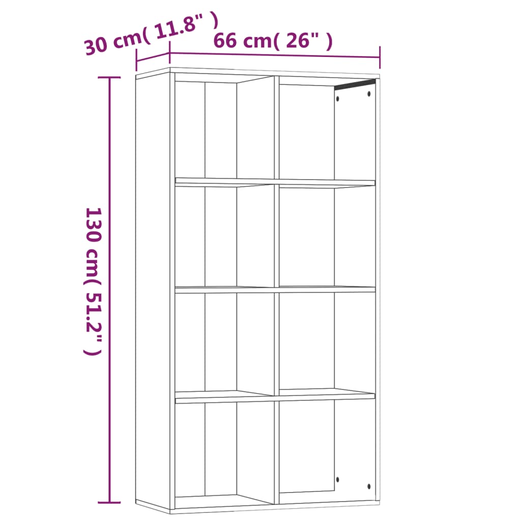 vidaXL Estantería/Aparador contrachapada marrón roble 66x30x130 cm