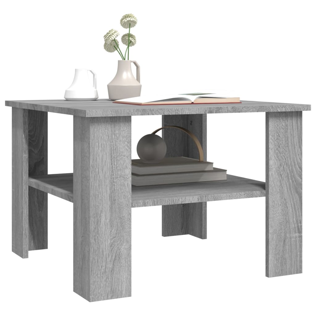 vidaXL Mesa de centro de madera contrachapada gris Sonoma 60x60x42 cm