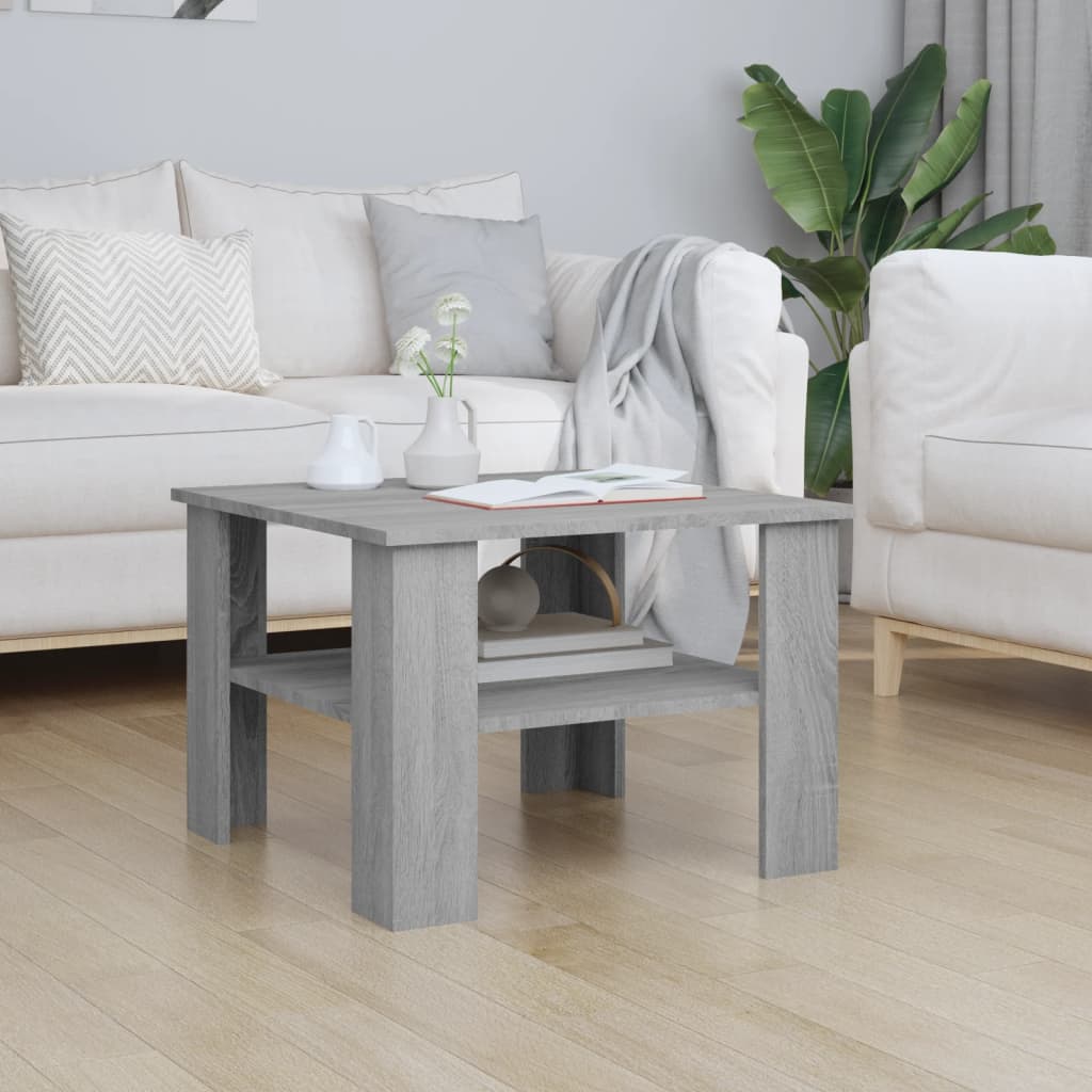 vidaXL Mesa de centro de madera contrachapada gris Sonoma 60x60x42 cm