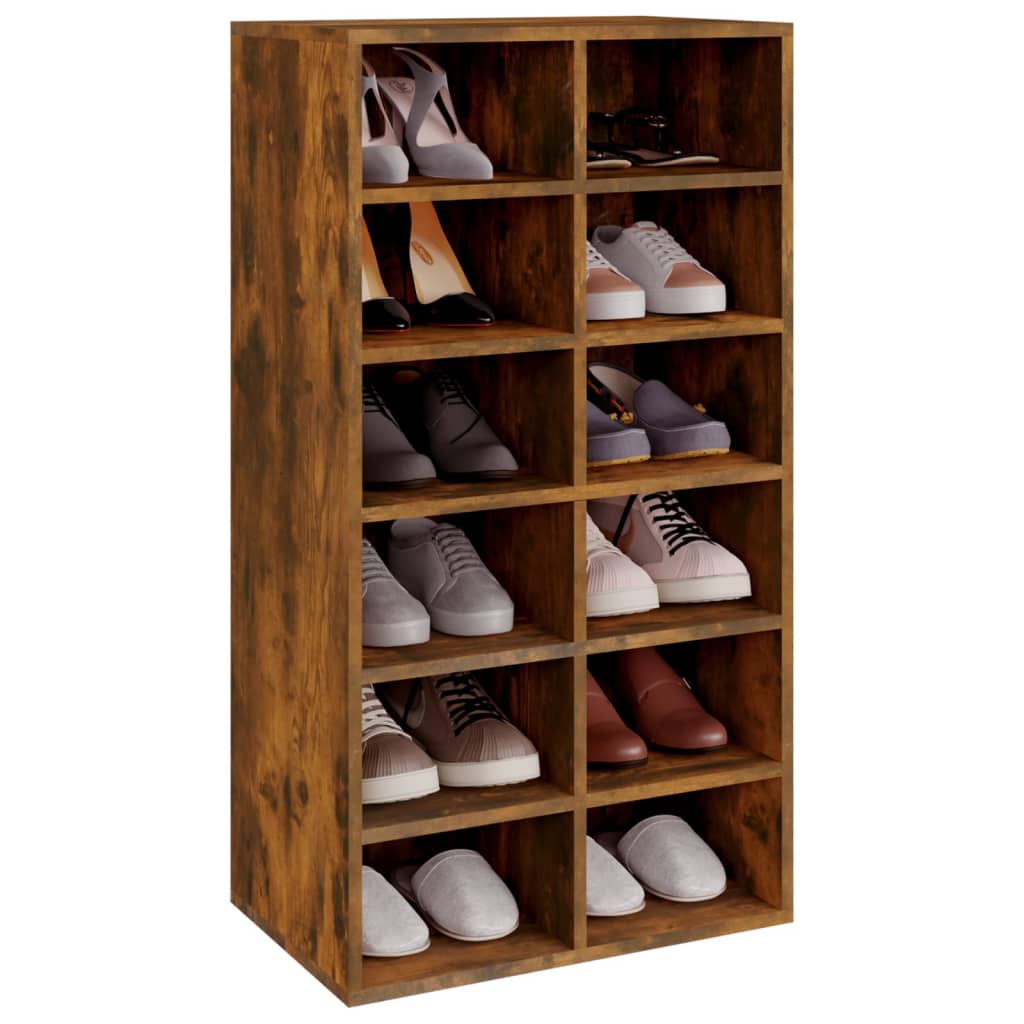 vidaXL Zapatero madera contrachapada roble ahumado 54x34x100,5 cm