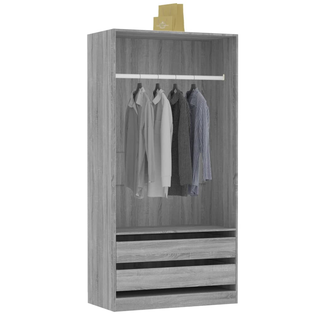 vidaXL Armario de madera contrachapada gris Sonoma 100x50x200 cm