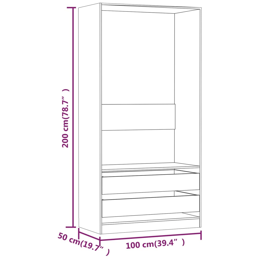 vidaXL Armario de madera contrachapada gris Sonoma 100x50x200 cm