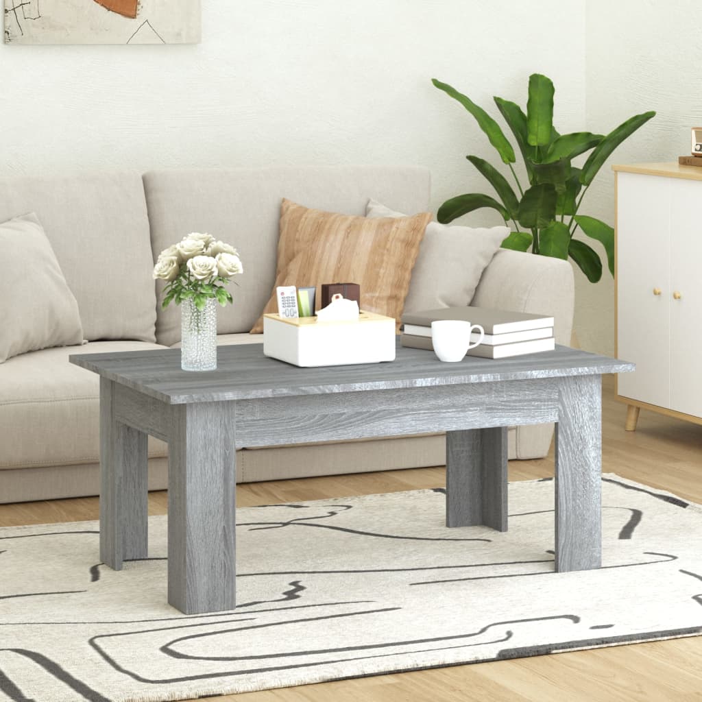 vidaXL Mesa de centro de madera contrachapada gris Sonoma 100x60x42 cm