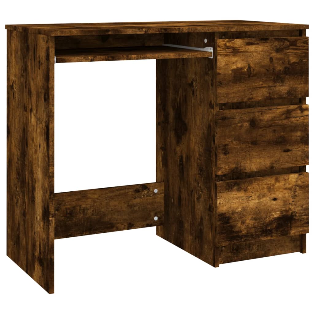 vidaXL Escritorio de madera contrachapada roble ahumado 90x45x76 cm