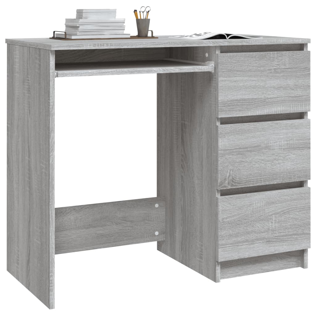 vidaXL Escritorio de madera contrachapada gris Sonoma 90x45x76 cm