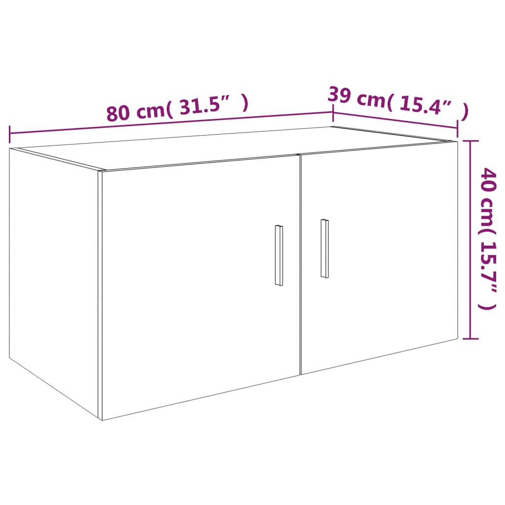 vidaXL Armario de pared madera de ingeniería gris Sonoma 80x39x40 cm