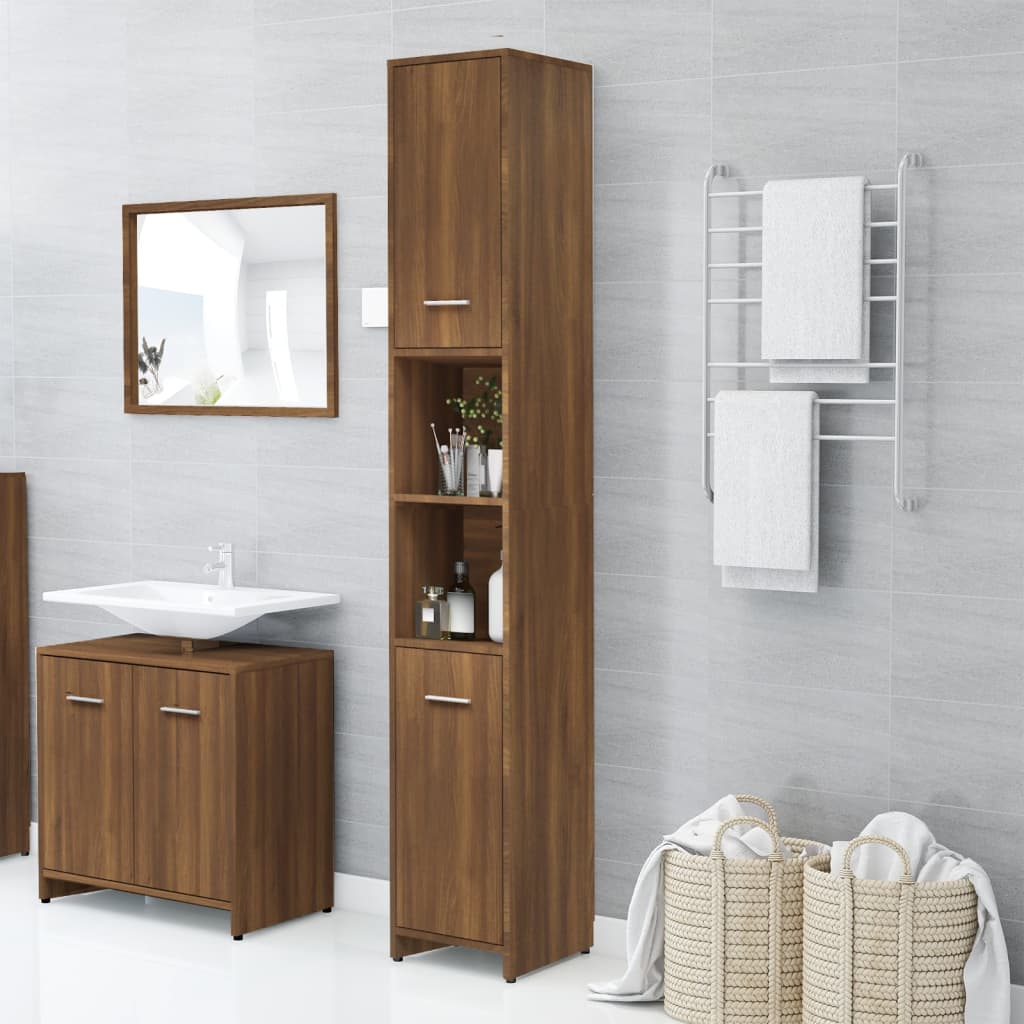 vidaXL Armario de baño madera contrachapada roble marrón 30x30x183,5cm