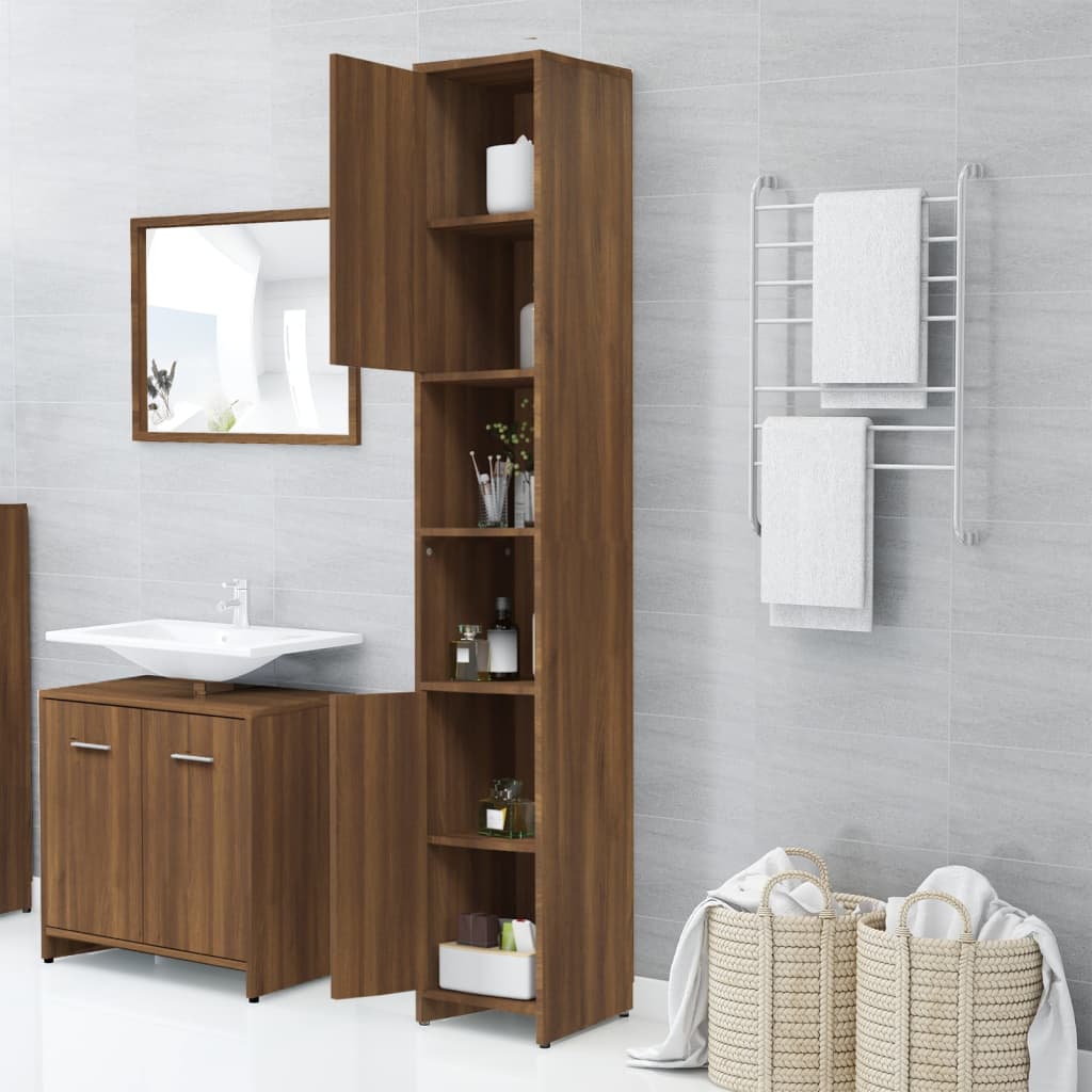 vidaXL Armario de baño madera contrachapada roble marrón 30x30x183,5cm