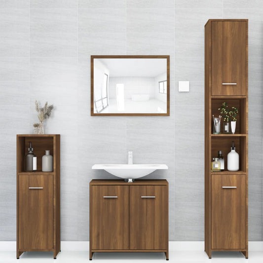 vidaXL Armario de baño madera contrachapada roble marrón 30x30x183,5cm