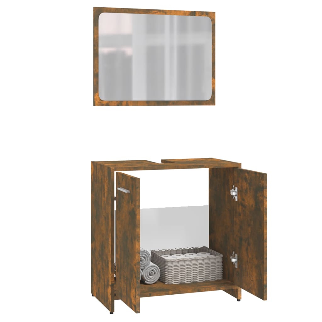 vidaXL Set de muebles de baño madera contrachapada color roble ahumado