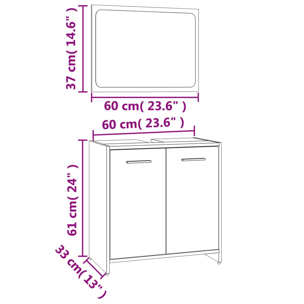 vidaXL Set de muebles de baño madera contrachapada color roble ahumado