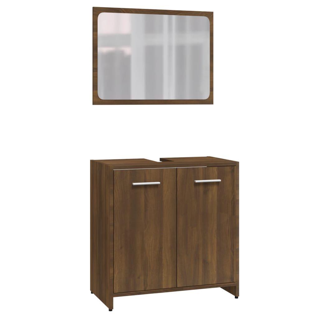 vidaXL Set de muebles de baño madera contrachapada marrón roble