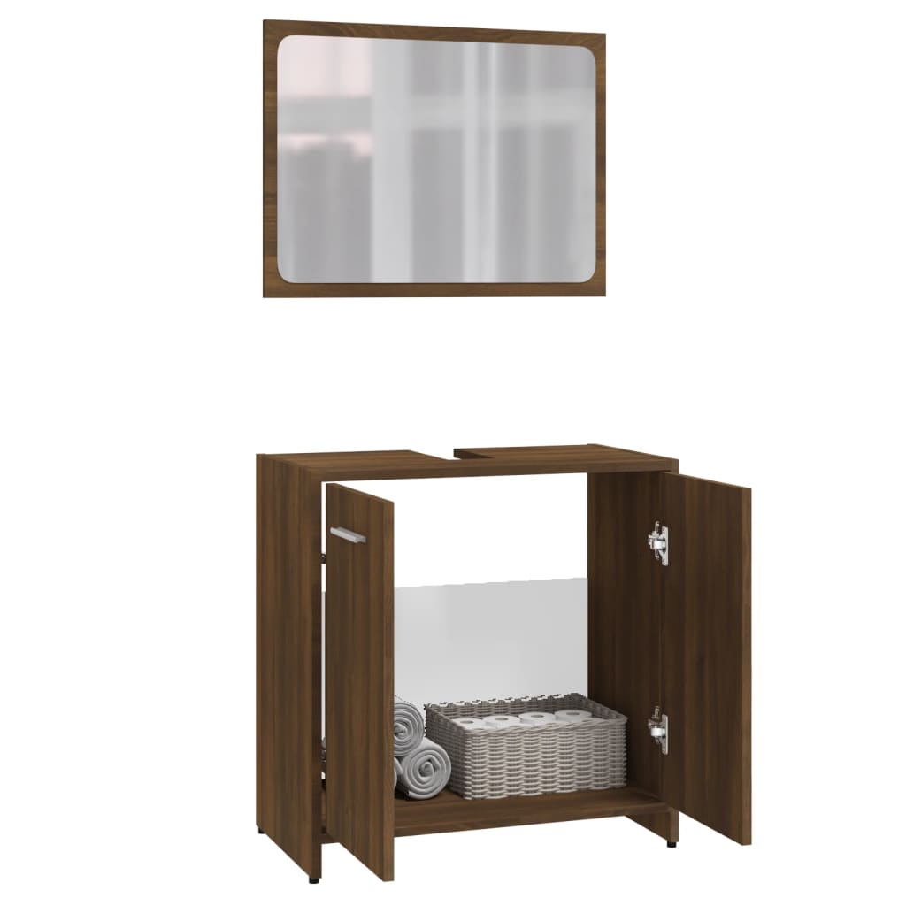 vidaXL Set de muebles de baño madera contrachapada marrón roble