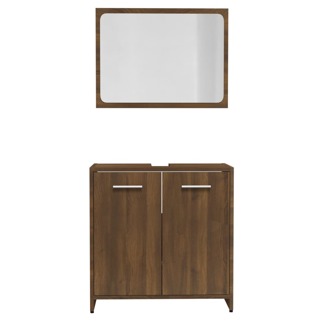 vidaXL Set de muebles de baño madera contrachapada marrón roble