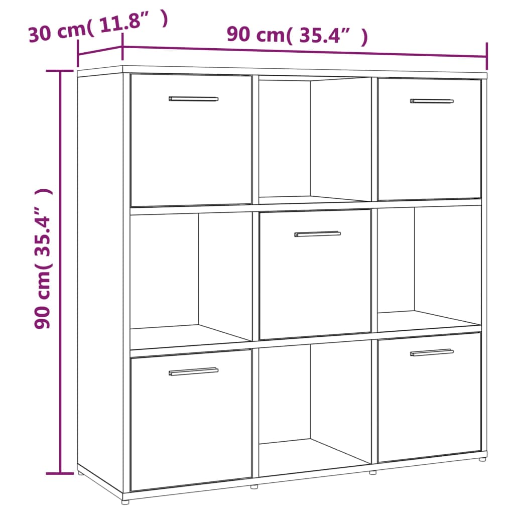 vidaXL Estantería madera contrachapada roble marrón 90x30x90 cm