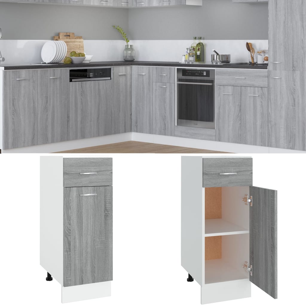 vidaXL Armario bajo de cocina madera de ingeniería gris 30x46x81,5 cm