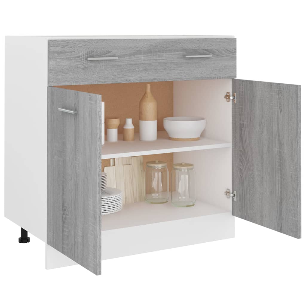 vidaXL Armario inferior cocina contrachapada gris Sonoma 80x46x81,5 cm