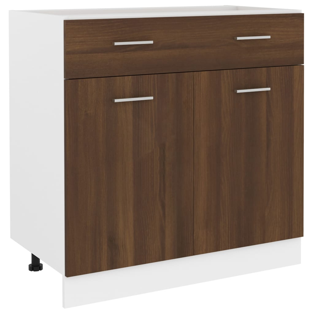 vidaXL Armario inferior madera contrachapada marrón roble 80x46x81,5cm