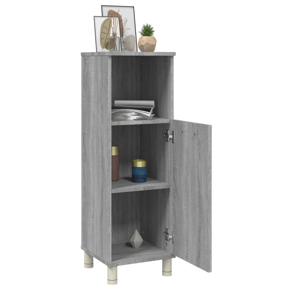 vidaXL Armario de baño madera contrachapada gris Sonoma 30x30x95 cm