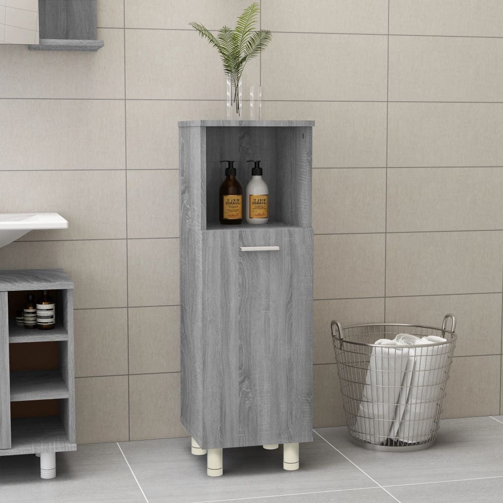 vidaXL Armario de baño madera contrachapada gris Sonoma 30x30x95 cm