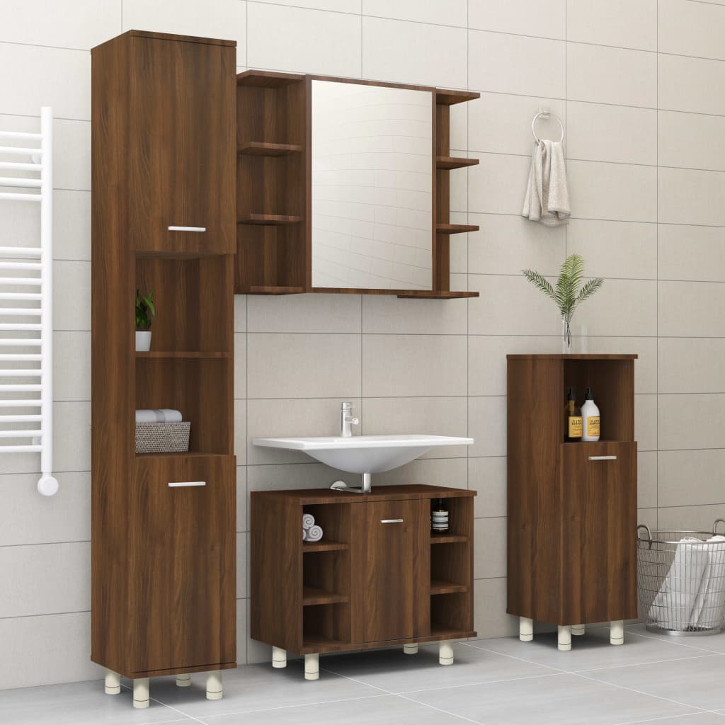 vidaXL Armario de baño madera contrachapada roble marrón 30x30x95 cm