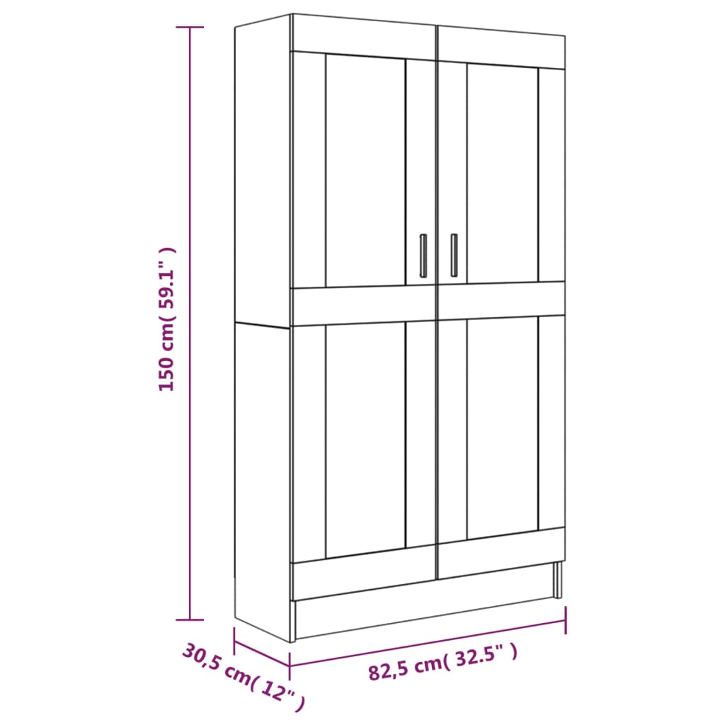 vidaXL Armario libros madera contrachapada roble humo 82,5x30,5x150 cm