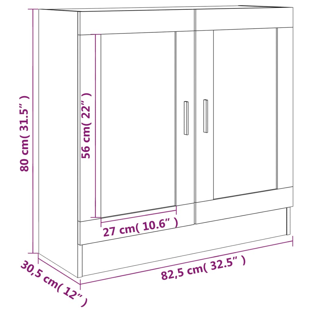 vidaXL Armario vitrina contrachapada marrón roble 82,5x30,5x80 cm