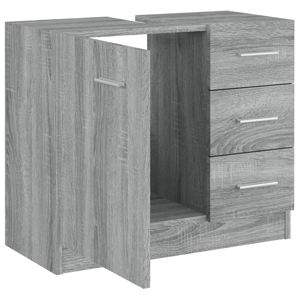 vidaXL Armario para lavabo madera contrachapada gris Sonoma 63x30x54cm