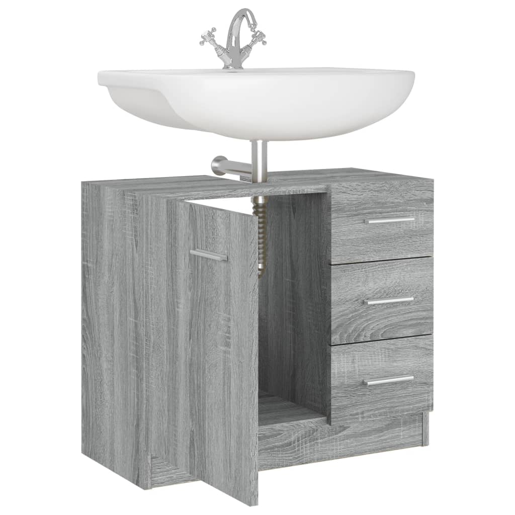 vidaXL Armario para lavabo madera contrachapada gris Sonoma 63x30x54cm