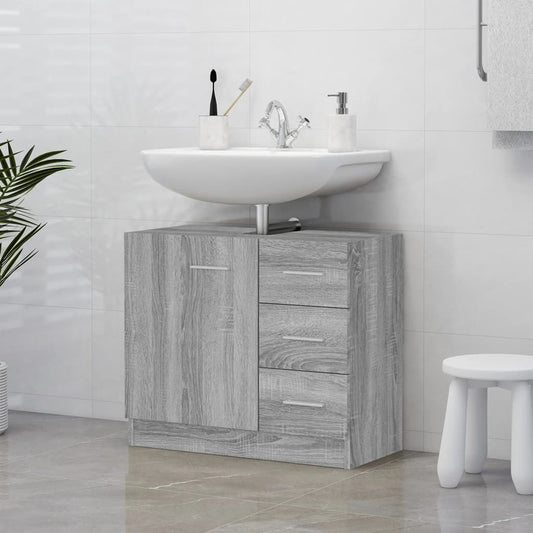 vidaXL Armario para lavabo madera contrachapada gris Sonoma 63x30x54cm