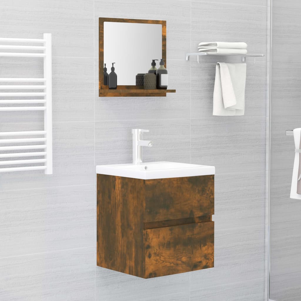 vidaXL Espejo de baño madera contrachapada roble ahumado 40x10,5x37 cm