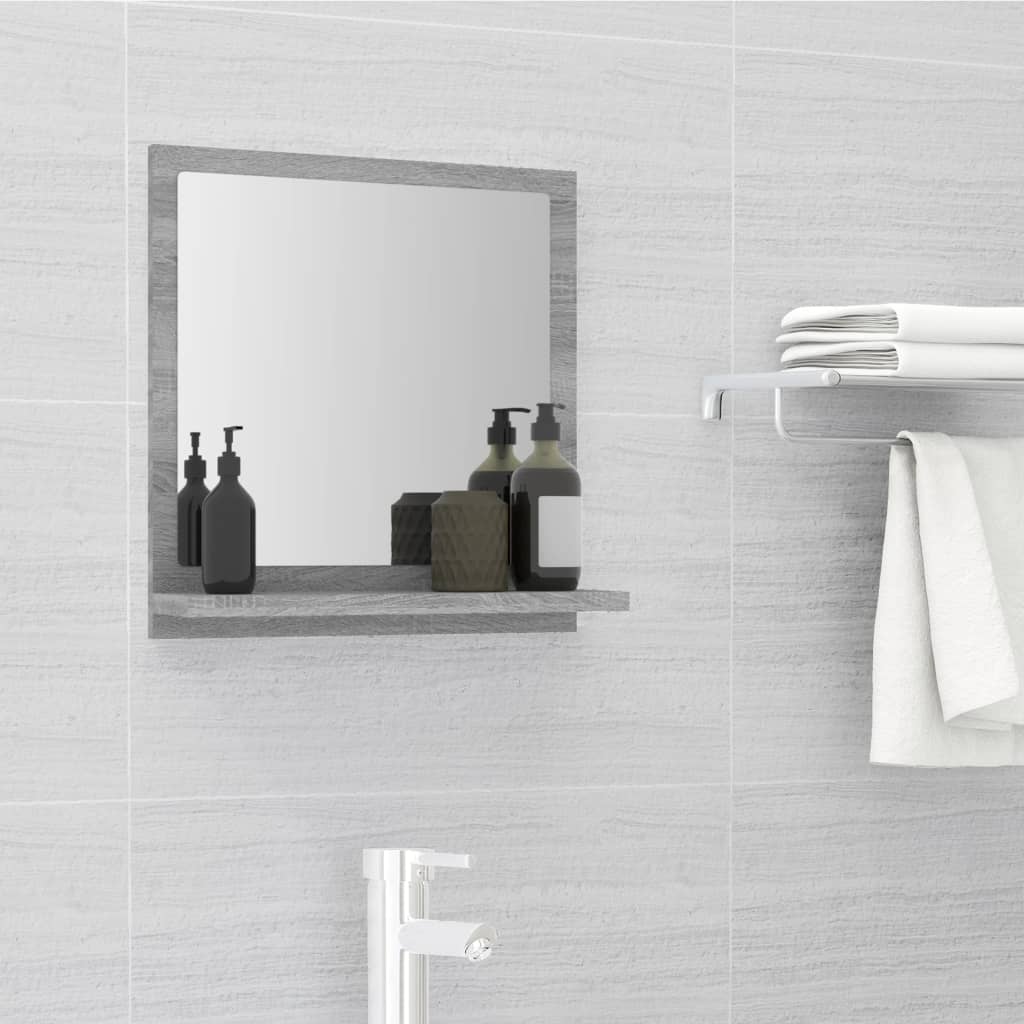 vidaXL Espejo de baño madera contrachapada gris Sonoma 40x10,5x37 cm