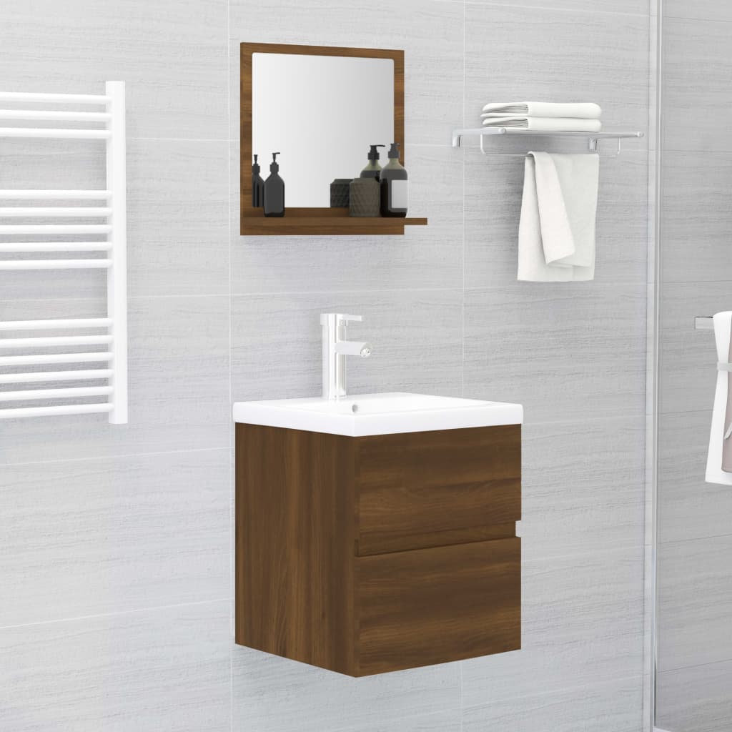 vidaXL Espejo de baño madera contrachapada marrón roble 40x10,5x37 cm