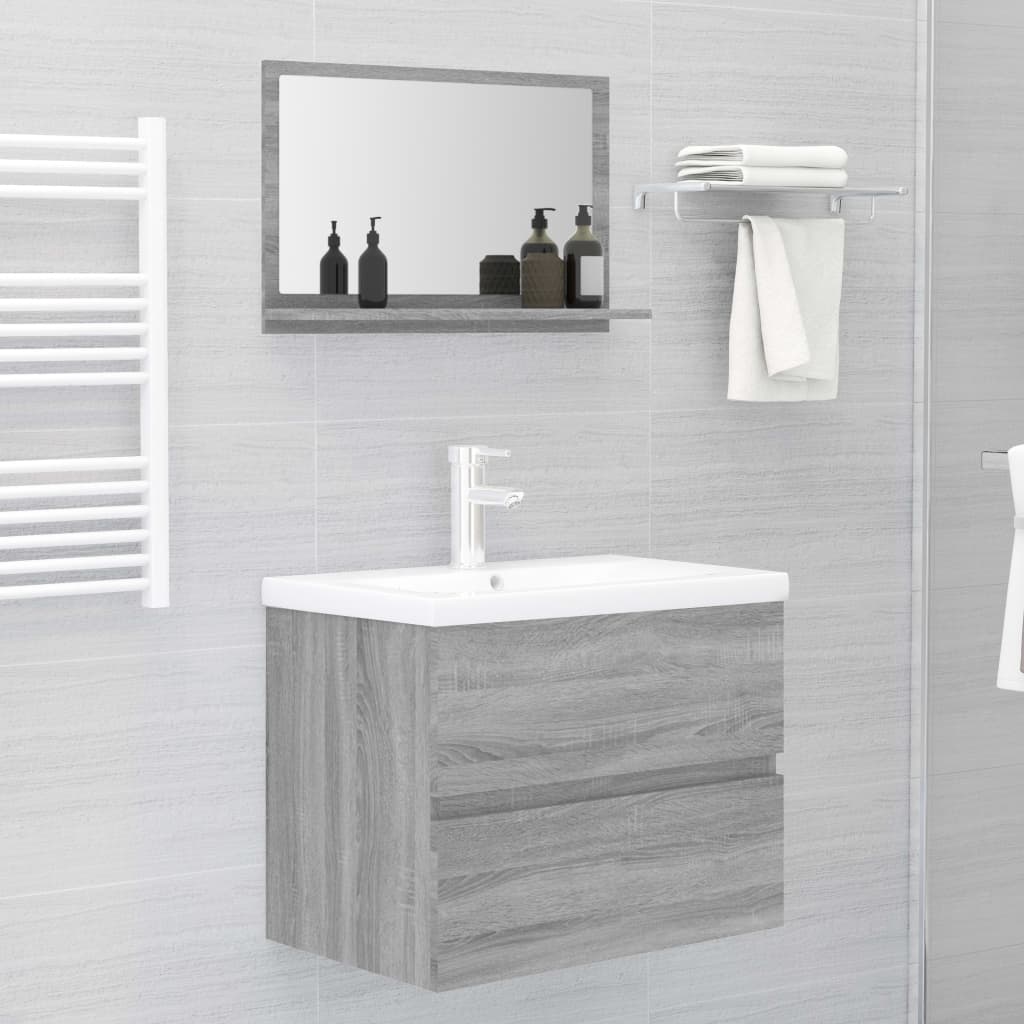 vidaXL Espejo de baño madera contrachapada gris Sonoma 60x10,5x37 cm