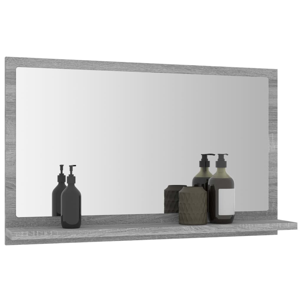 vidaXL Espejo de baño madera contrachapada gris Sonoma 60x10,5x37 cm