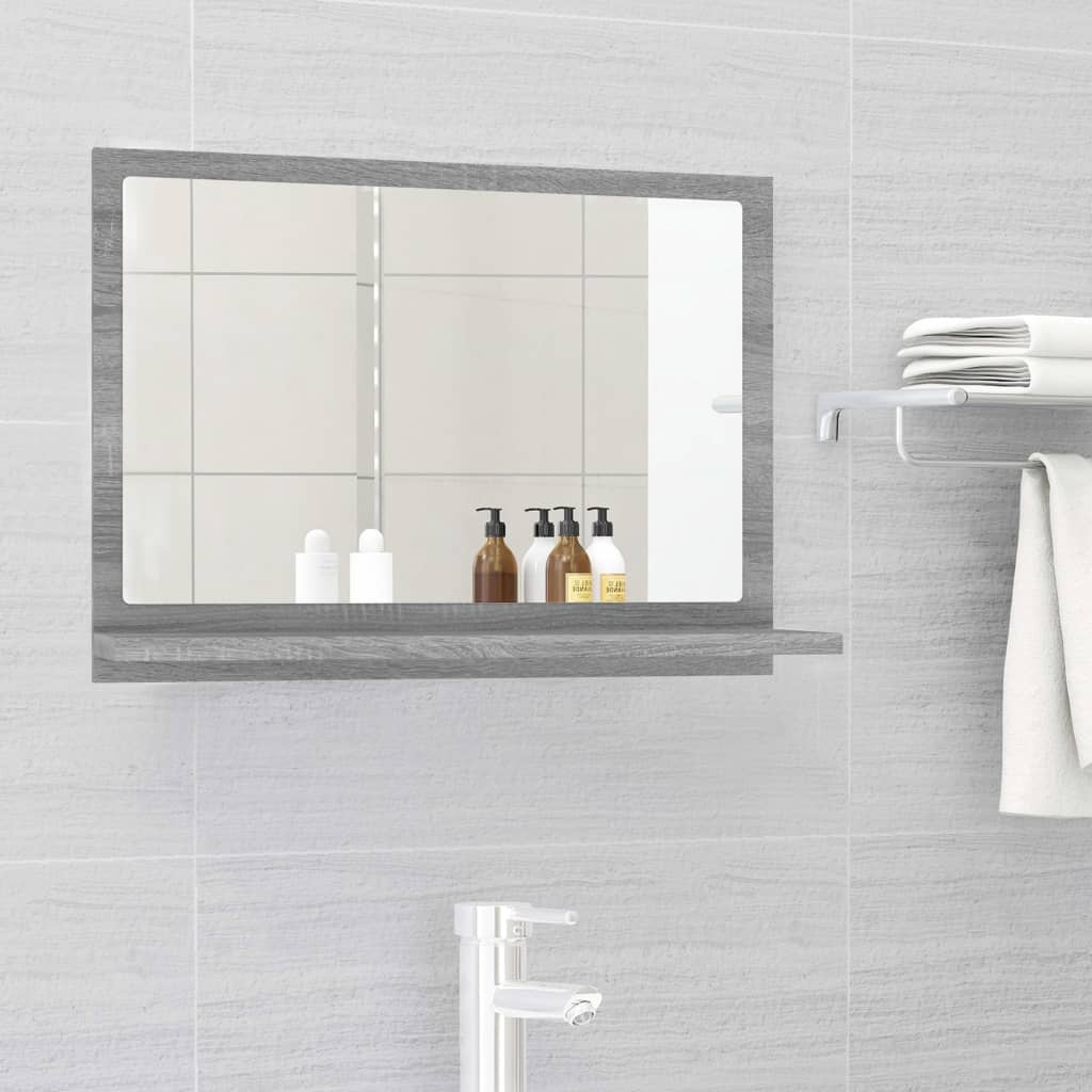 vidaXL Espejo de baño madera contrachapada gris Sonoma 60x10,5x37 cm