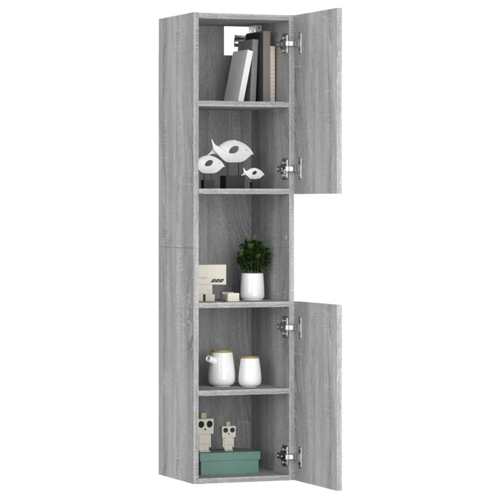 vidaXL Armario de baño madera contrachapada gris Sonoma 30x30x130 cm