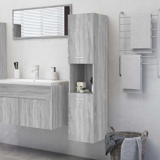 vidaXL Armario de baño madera contrachapada gris Sonoma 30x30x130 cm