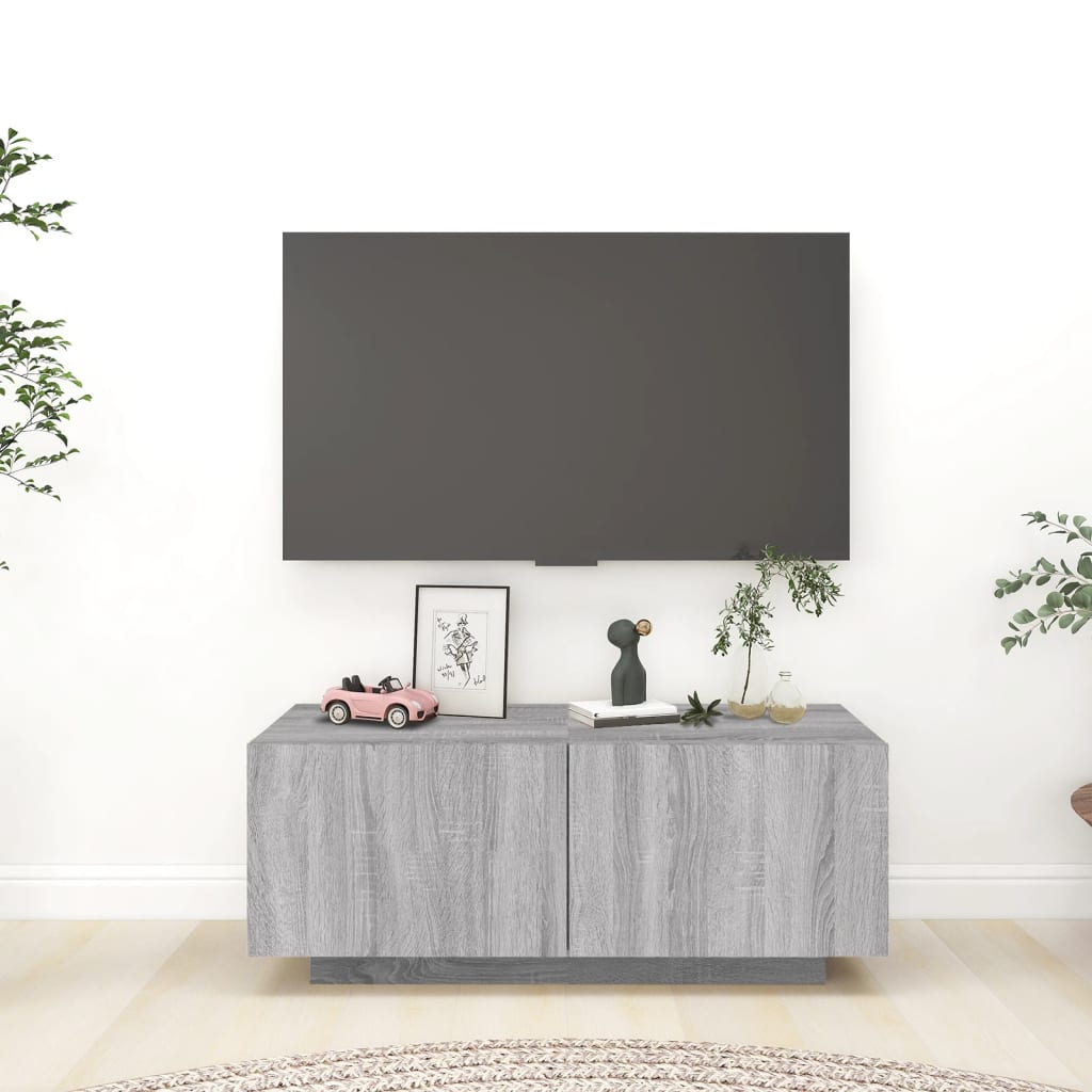 vidaXL Mueble de TV madera contrachapada gris Sonoma 100x35x40 cm